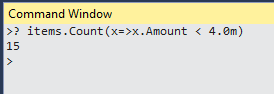 Linq debug code window