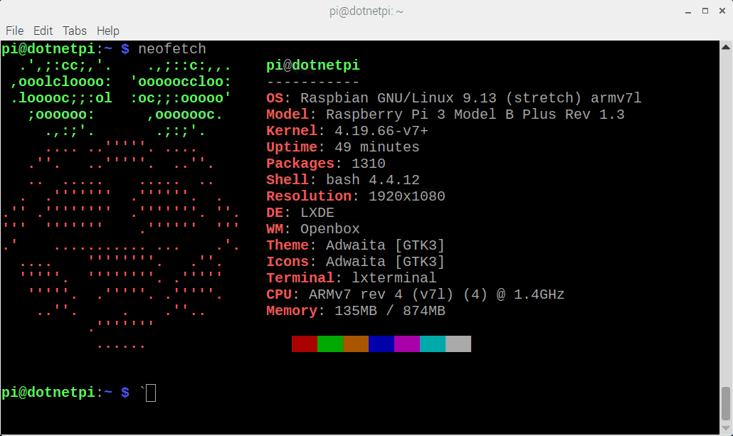 neofetch on Pi3