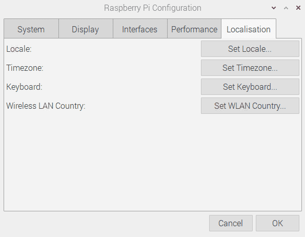 Raspberry Pi Config Localisation Tab